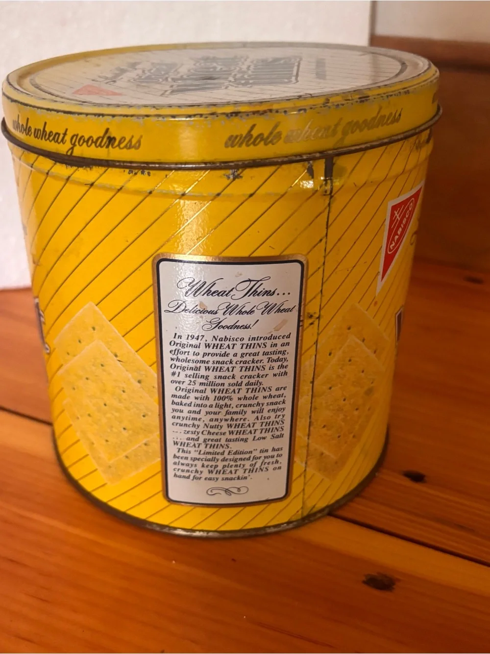 Vintage Nabisco Wheat Thins Limited Edition Yellow Metal Tin